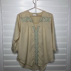 Embroidered and beaded tunic top